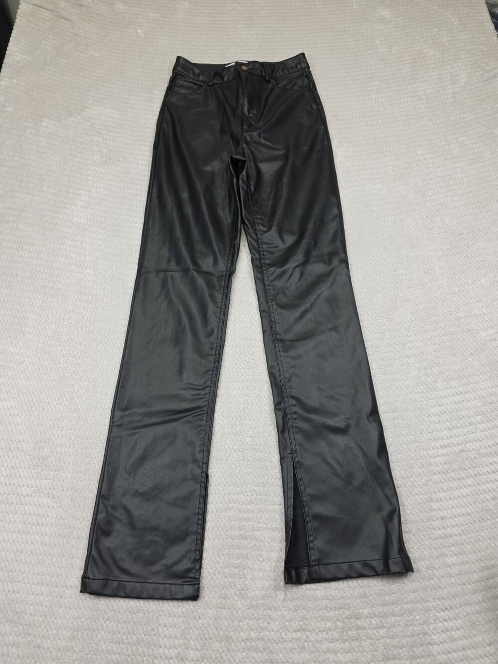 Zara Pants Womens 2 Faux Leather High Rise Slit Bottom